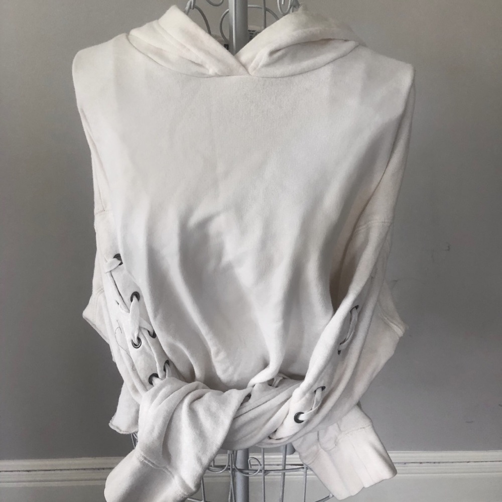 Pink-white cropped hoodie